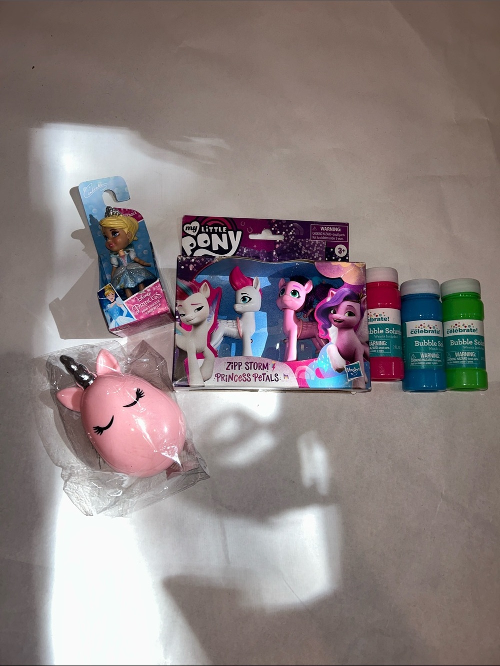 Summer My Little Pony Pink Figures Set with Blue & Green Bubble & hair brush set